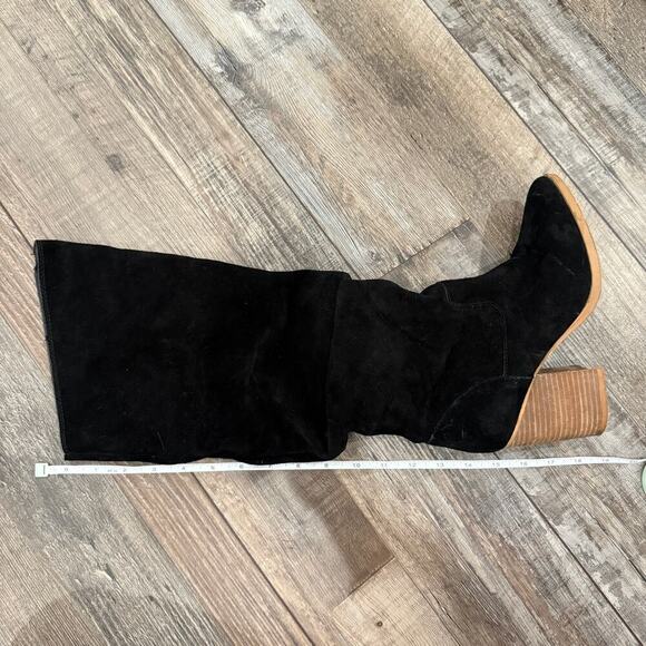 Steve Madden Savas Black Suede Knee High Boots Size 7.5 Western Cowgirl Cottage - Picture 7 of 8